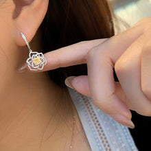 Load image into Gallery viewer, LUOWEND 18K White Gold Real Natural Yellow Diamond Hoop Earrings for Women