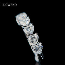 Load image into Gallery viewer, LUOWEND 18K White Gold Real Natural Diamond Ring for Women