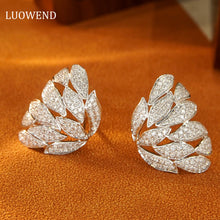Load image into Gallery viewer, LUOWEND 18K White Gold Real Natural Diamond Stud Earrings for Women