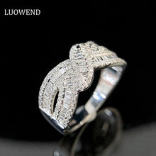 Load image into Gallery viewer, LUOWEND 18K White Gold Real Natural Diamond Ring for Women