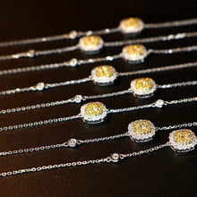 Load image into Gallery viewer, LUOWEND 18K White Gold Real Natural Yellow Diamond Diamond Bracelet for Women