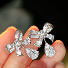 Load image into Gallery viewer, LUOWEND 18K White Gold Real Natural Diamond Stud Earrings for Women