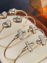 Load image into Gallery viewer, LUOWEND 18K Yellow Gold Fine Jewelry Real Natural Diamond Bangle for Women