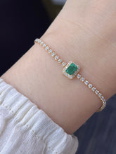 Load image into Gallery viewer, LUOWEND 18K Yellow Gold Fine Jewelry Natural Emerald Bracelet for Women