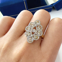 Load image into Gallery viewer, LUOWEND 18K Yellow Gold Natural Diamond Ring for Women