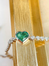 Load image into Gallery viewer, LUOWEND 18K White Gold Fine Jewelry Natural Emerald Bracelet for Women