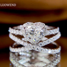 Load image into Gallery viewer, LUOWEND 18K White Gold Real Natural Diamond Ring for Women