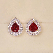 Load image into Gallery viewer, LUOWEND 18K White Gold Real Natural Ruby and Diamond Gemstone Earrings for Women