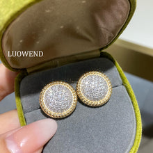 Load image into Gallery viewer, LUOWEND 18K Yellow Gold Natural Diamond Hoop Earrings for Women