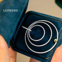 Load image into Gallery viewer, LUOWEND 18K White Gold Real Natural Diamond Pendant Necklace for Women