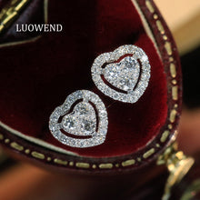 Load image into Gallery viewer, LUOWEND 18K White Gold Real Natural Diamond Stud Earrings for Women