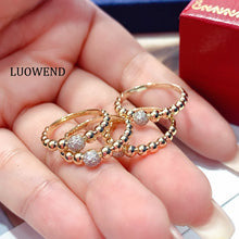 Load image into Gallery viewer, LUOWEND 18K Yellow Gold Natural Diamond Ring for Women