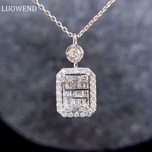 Load image into Gallery viewer, LUOWEND 18K White Gold Real Natural Diamond Pendant Necklace for Women