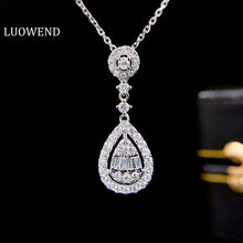 Load image into Gallery viewer, LUOWEND 18K White Gold Real Natural Diamond Necklace for Women