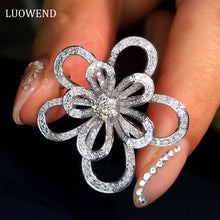 Load image into Gallery viewer, LUOWEND 18K White Gold Real Natural Diamond Pendant Necklace for Women