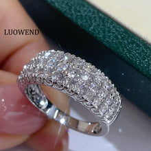 Load image into Gallery viewer, LUOWEND 18K White Gold Real Natural Diamond Ring for Women