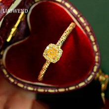 Load image into Gallery viewer, LUOWEND 18K Yellow Gold Real Natural Yellow Diamond Ring for Women