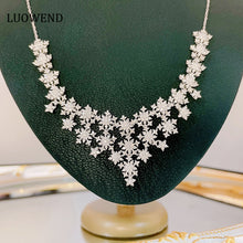 Load image into Gallery viewer, LUOWEND 18K White Gold Real Natural Diamond Necklace for Women