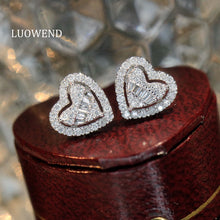 Load image into Gallery viewer, LUOWEND 18K White Gold Real Natural Diamond Stud Earrings for Women
