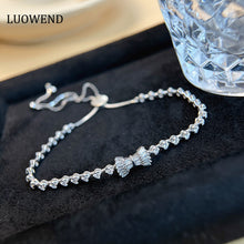 Load image into Gallery viewer, LUOWEND 18K White Gold Real Natural Diamond Bracelet for Women