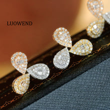 Load image into Gallery viewer, LUOWEND 18K Gold Natural Diamond Stud Earrings for Women