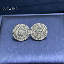Load image into Gallery viewer, LUOWEND 18K White Gold Real Natural Diamond Stud Earrings for Women
