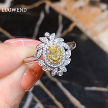 Load image into Gallery viewer, LUOWEND 18K White Gold Real Natural Diamond Ring for Women