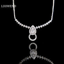 Load image into Gallery viewer, LUOWEND 18K White Gold Real Natural Diamond Necklace for Women