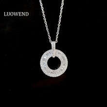 Load image into Gallery viewer, LUOWEND 18K White Gold Real Natural Diamond Pendant Necklace for Women