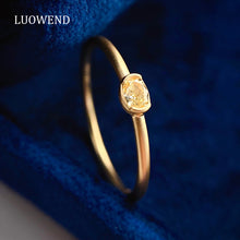 Load image into Gallery viewer, LUOWEND 18K White Gold Real Natural Yellow Diamond Ring for Women