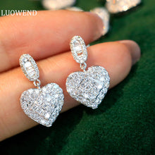 Load image into Gallery viewer, LUOWEND 18K White Gold Real Natural Diamond Stud Earrings for Women
