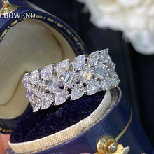 Load image into Gallery viewer, LUOWEND 18K White Gold Real Natural Diamond Ring for Women