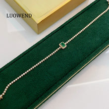 Load image into Gallery viewer, LUOWEND 18K Yellow Gold Fine Jewelry Natural Emerald Bracelet for Women
