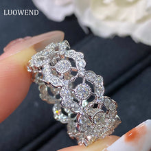 Load image into Gallery viewer, LUOWEND 18K White Gold Real Natural Diamond Ring for Women