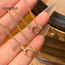 Load image into Gallery viewer, LUOWEND 18K Yellow Gold Fine Jewelry Natural Diamond Necklace for Women
