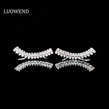 Load image into Gallery viewer, LUOWEND 18K White Gold Real Natural Diamond Hoop Earrings for Women