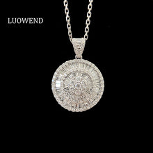 Load image into Gallery viewer, LUOWEND 18K White Gold Real Natural Diamond Pendant Necklace for Women