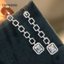 Load image into Gallery viewer, LUOWEND 18K White Gold Real Natural Diamond Drop Earrings for Women
