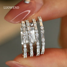 Load image into Gallery viewer, LUOWEND 18K White Gold Real Natural Diamond Hoop Earrings for Women