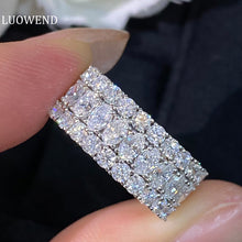 Load image into Gallery viewer, LUOWEND 18K White Gold Real Natural Diamond Ring for Women