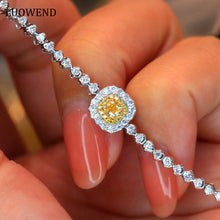 Load image into Gallery viewer, LUOWEND 18K White Gold Real Natural Yellow Diamond Bracelet for Women