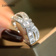 Load image into Gallery viewer, LUOWEND 18K White Gold Real Natural Diamond Ring for Women