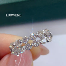 Load image into Gallery viewer, LUOWEND 18K White Gold Natural Diamond Ring for Women
