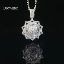 Load image into Gallery viewer, LUOWEND 18K White Gold Real Natural Diamond Pendant Necklace for Women