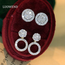 Load image into Gallery viewer, LUOWEND 18K Yellow Gold Natural Diamond Stud Earrings for Women