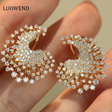 Load image into Gallery viewer, LUOWEND 18K Yellow Diamond Real Natural Diamond Earrings for Women