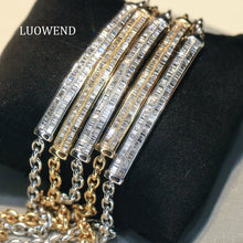 Load image into Gallery viewer, LUOWEND 18K White or Yellow Gold Natural Diamond Bracelet for Women