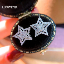 Load image into Gallery viewer, LUOWEND 18K White Gold Natural Diamond Earrings for Women