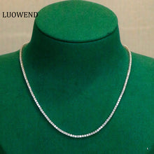 Load image into Gallery viewer, LUOWEND 18K White Gold Real Natural Diamond Tennis Necklace for Women