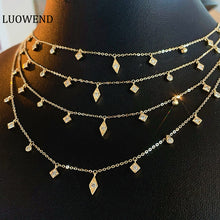 Load image into Gallery viewer, LUOWEND 18K Yellow or Rose Gold Natural Diamond Necklace for Women